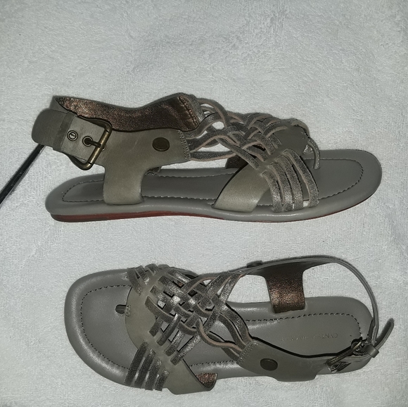 Cynthia Vincent | Weaved Braided Grey Silver Leather Sandals Size 7.5 Women's - Picture 4 of 12